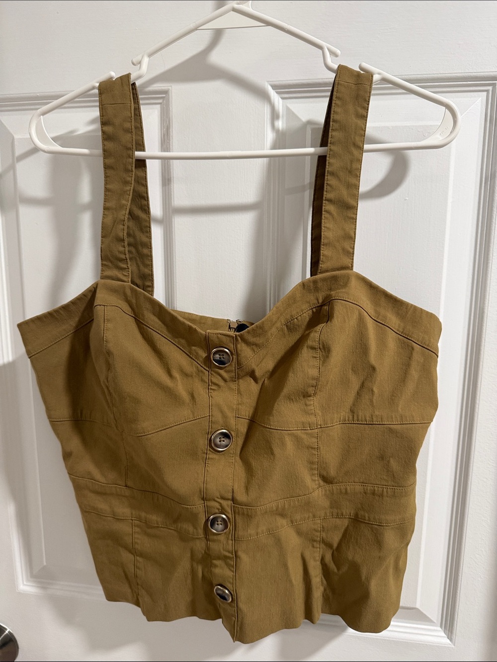 White House Black Market Tan-Warm Olive Top